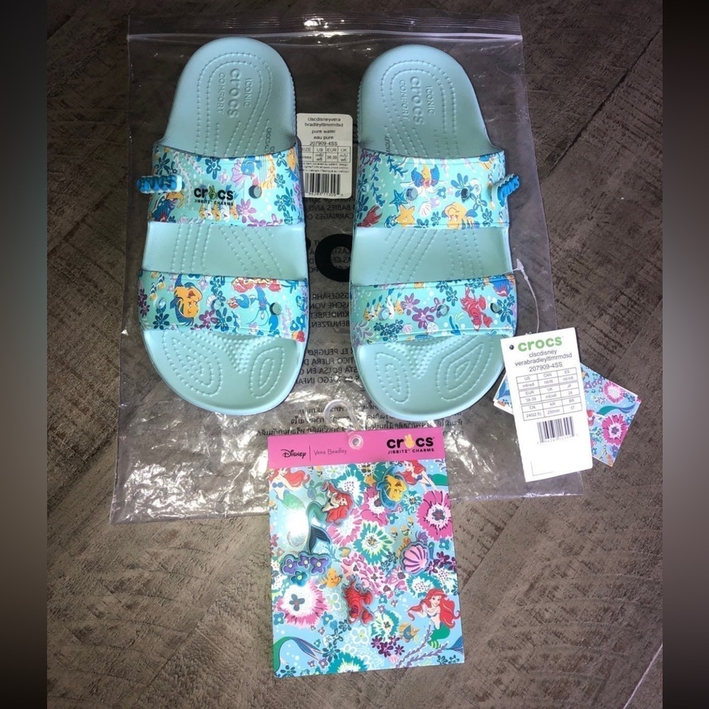 Crocs Classic Disney x Vera Bradley Little Mermaid Sandal includes Jibbitz.